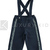 Pantalone Modello Crop In Punto Milano Con Bande In Paillettes Bambina Sarabanda K258 - SARABANDA - LuxuryKids