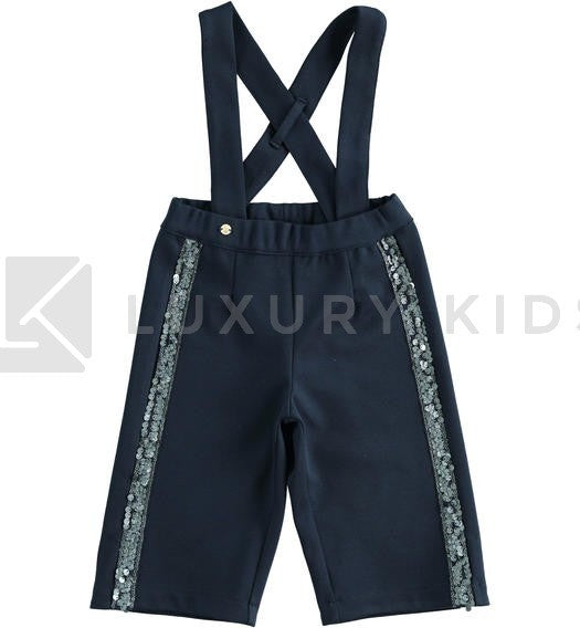 Pantalone Modello Crop In Punto Milano Con Bande In Paillettes Bambina Sarabanda K258 - SARABANDA - LuxuryKids