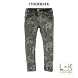 Pantalone Slim Fit Effetto Jensato con Stampa Grigio Bambina Sarabanda L471 - SARABANDA - LuxuryKids