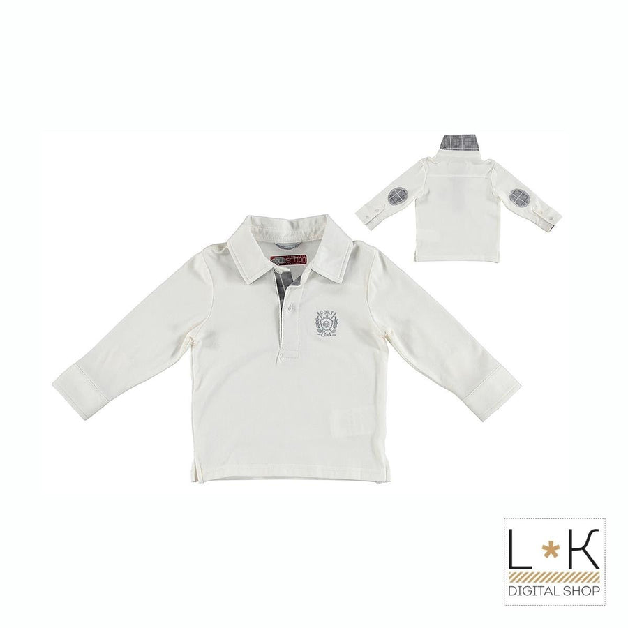 Polo in Caldo Cotone Bianco Neonato Sarabanda R142 - SARABANDA - LuxuryKids