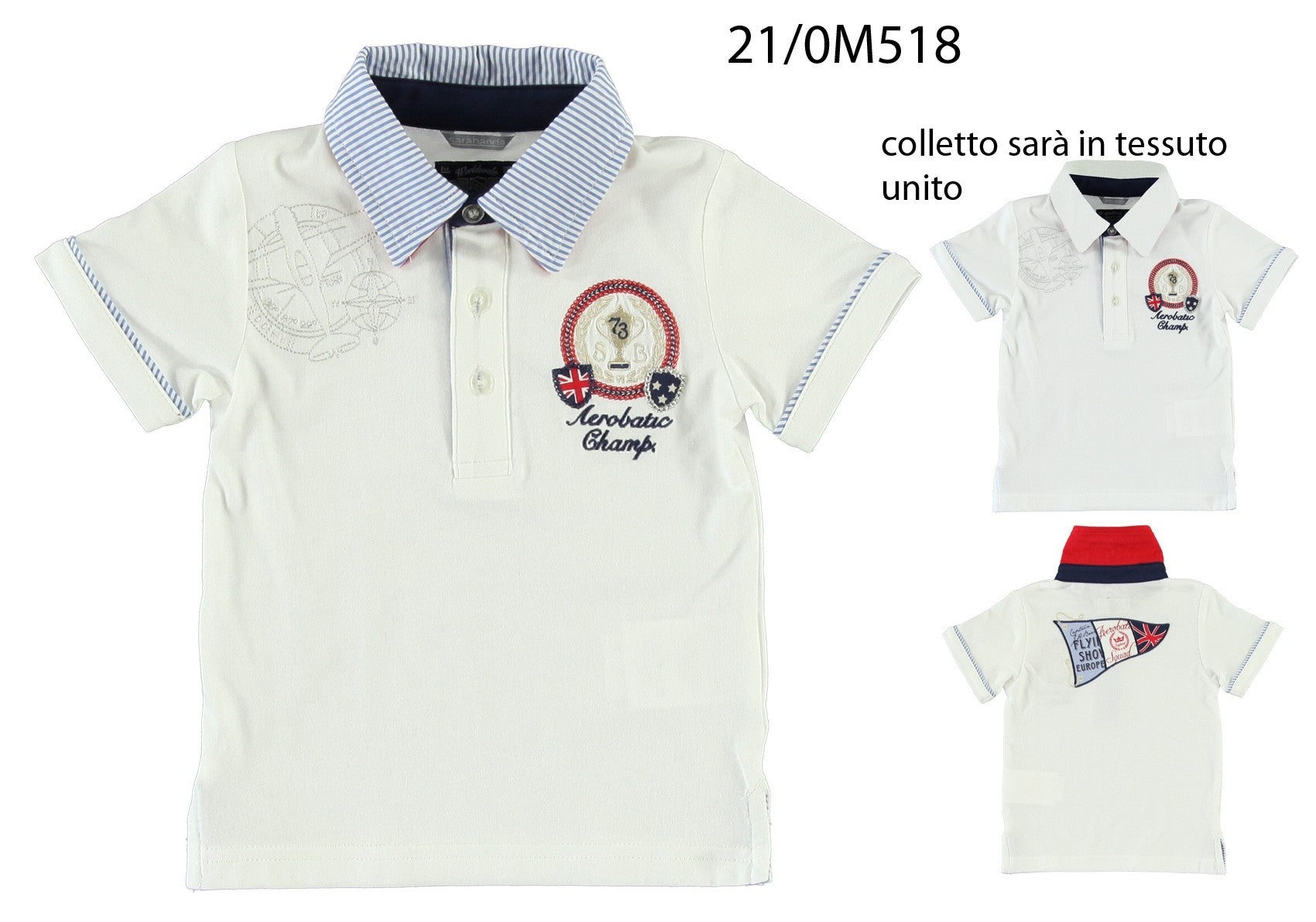 Polo in Cotone Bianco in Tinta Unita Neonato Sarabanda M518 - SARABANDA - LuxuryKids