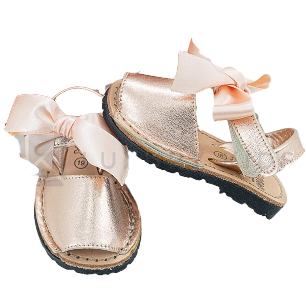 Sandalo Espadrillas Primi passi In pelle oro rosa Metallizzato Per Bambina panyno B2070 - PANYNO - LuxuryKids