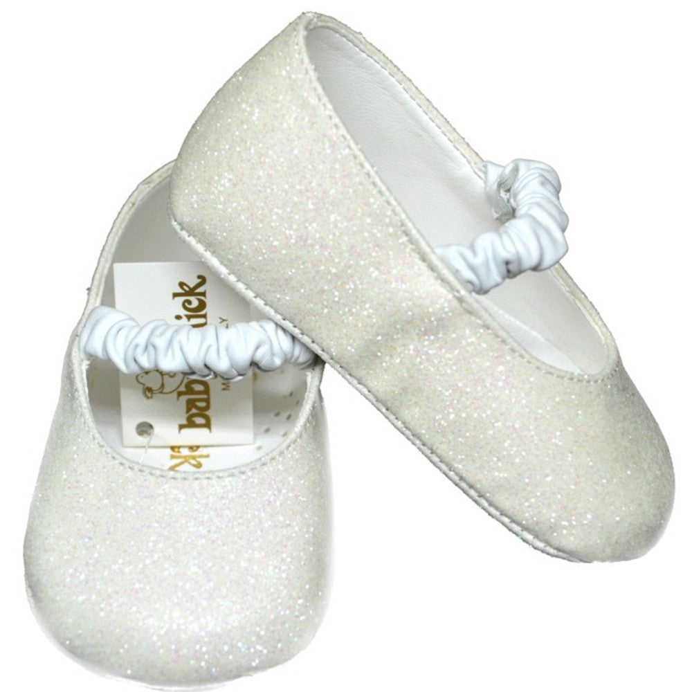Scarpe Da Culla Ballerina Glitterata Bianca Baby Chic 963 - Baby Chic - LuxuryKids