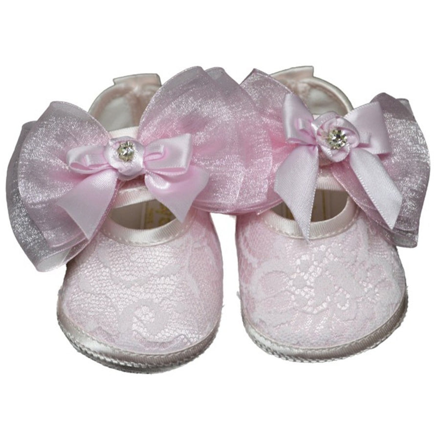 Scarpe Da Culla Ballerina Pizzo Rosa Baby Chic 2242 - Baby Chic - LuxuryKids