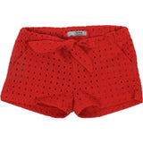 Short In Pizzo San Gallo Rosso Bambina Dr Kid DK320 - DR.KID - LuxuryKids