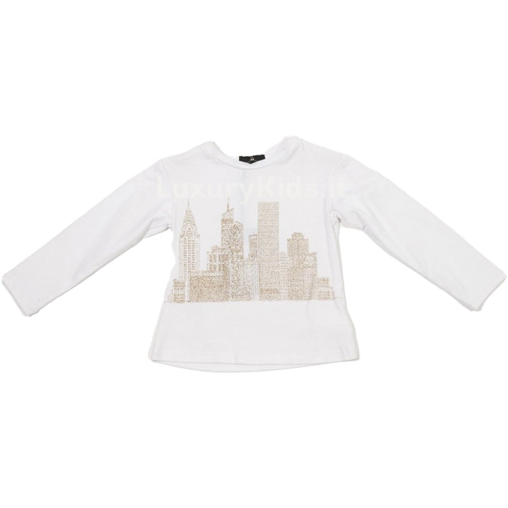 T-Shirt Bianca con Stampa Glitterata Per Neonata Fun&Fun FNBTS0158 - FUN&FUN - LuxuryKids