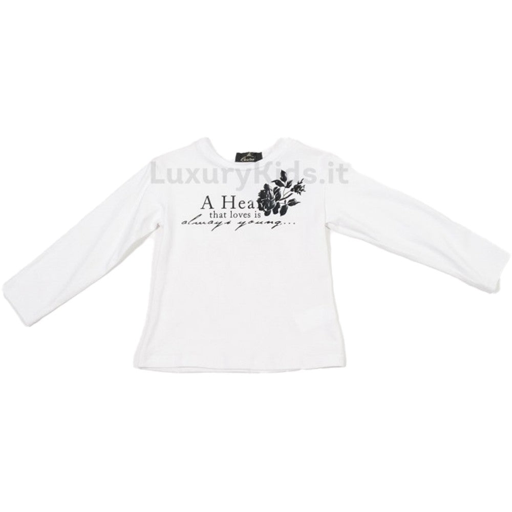 T-Shirt Bianca con Stampa Gommata sul Petto Per Bambina Fun&Fun FNBTS0062 - FUN&FUN - LuxuryKids