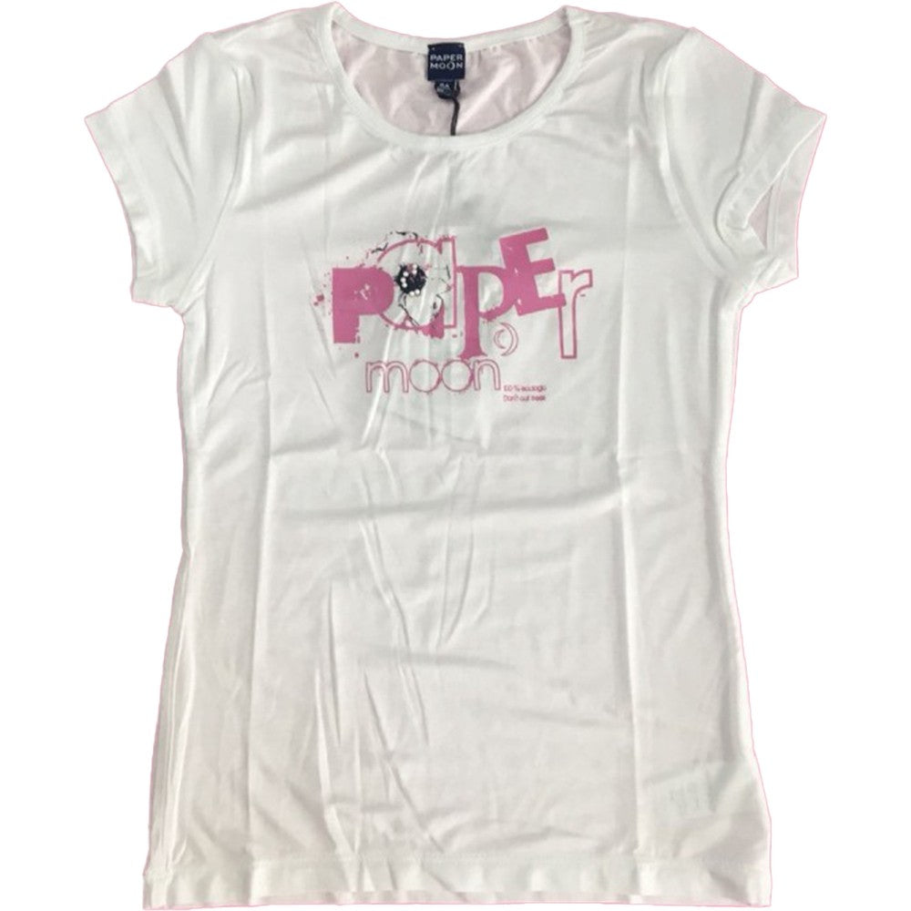 T-Shirt Bianco con Stampa Bambina Papermoon 8PM72230 - PAPERMOON - LuxuryKids