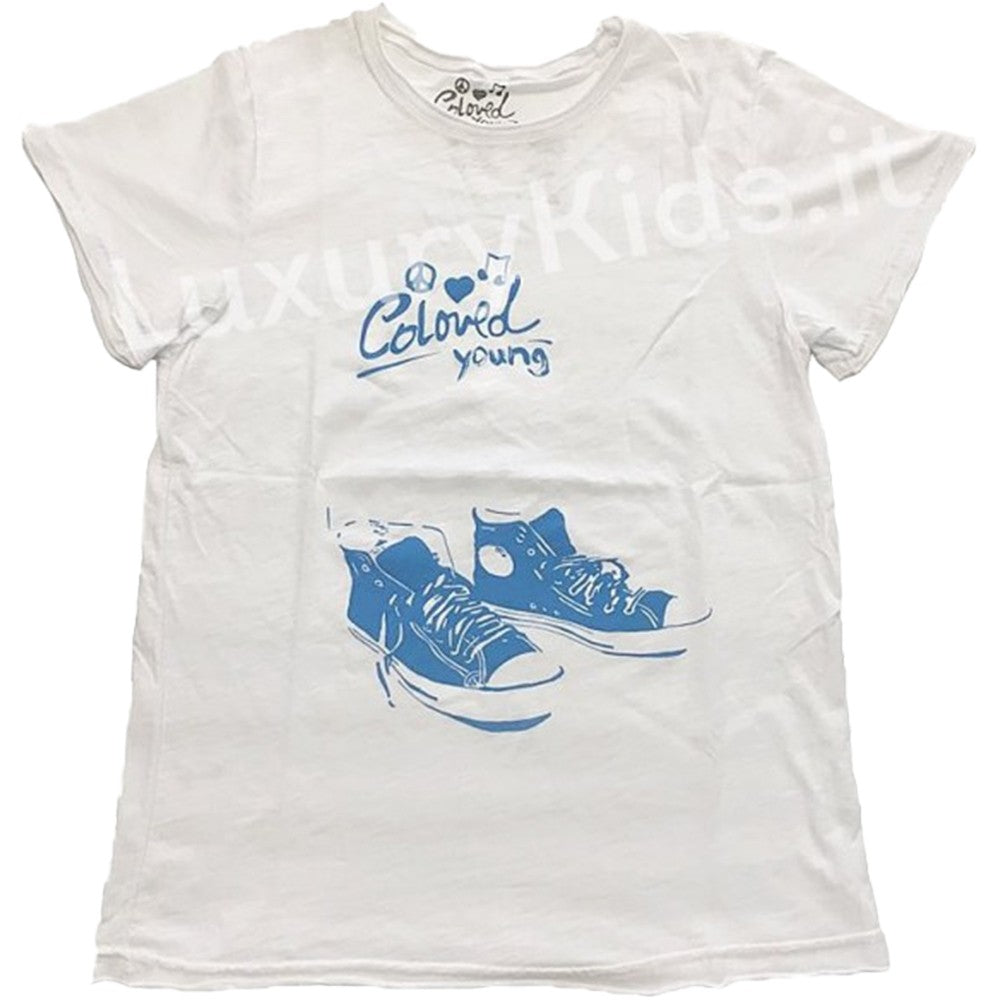 T-Shirt Cambia Colore Bianco con Stampa Colored Young AMC0002 - COLORED YOUNG - LuxuryKids