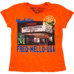 T-Shirt in Cotone Arancio in Tinta Unita con Stampa Bambino Fred Mello 11452 - FRED MELLO - LuxuryKids