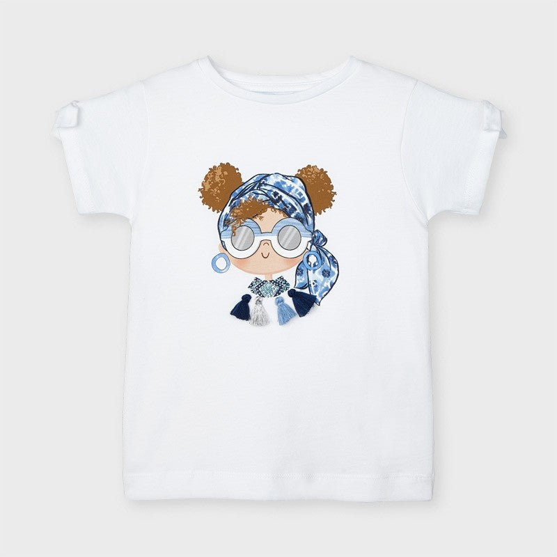 T-Shirt In Cotone Bianca Con Stampa Bambina MAYORAL 3016 - MAYORAL - LuxuryKids