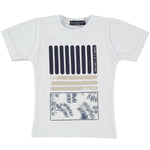 T-Shirt In Cotone Bianca Con Stampa Blu Bambino MANUELL&FRANK MF7124B - MANUELL&FRANK - LuxuryKids