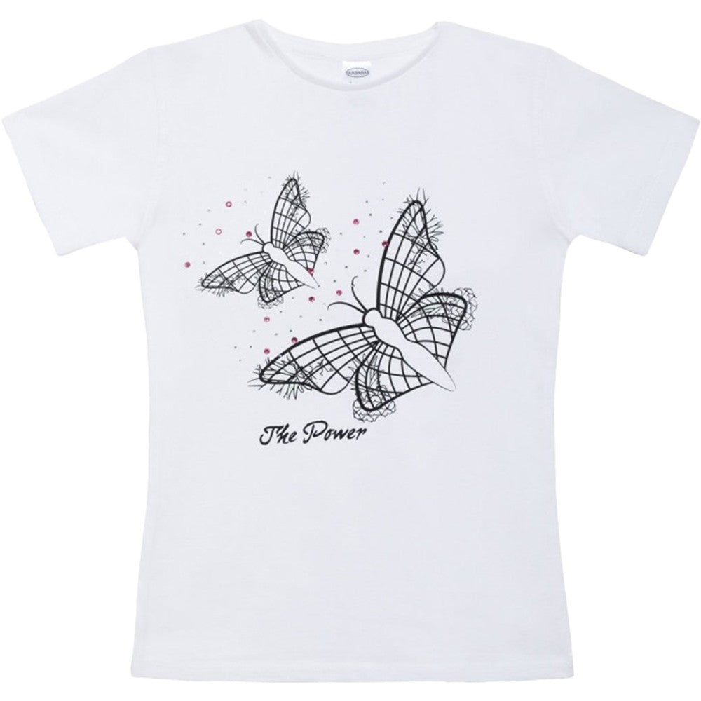 T-Shirt In Cotone Bianca Con Stampa Camaleontica Bambina BARBARAS XB141 - BARBARAS - LuxuryKids