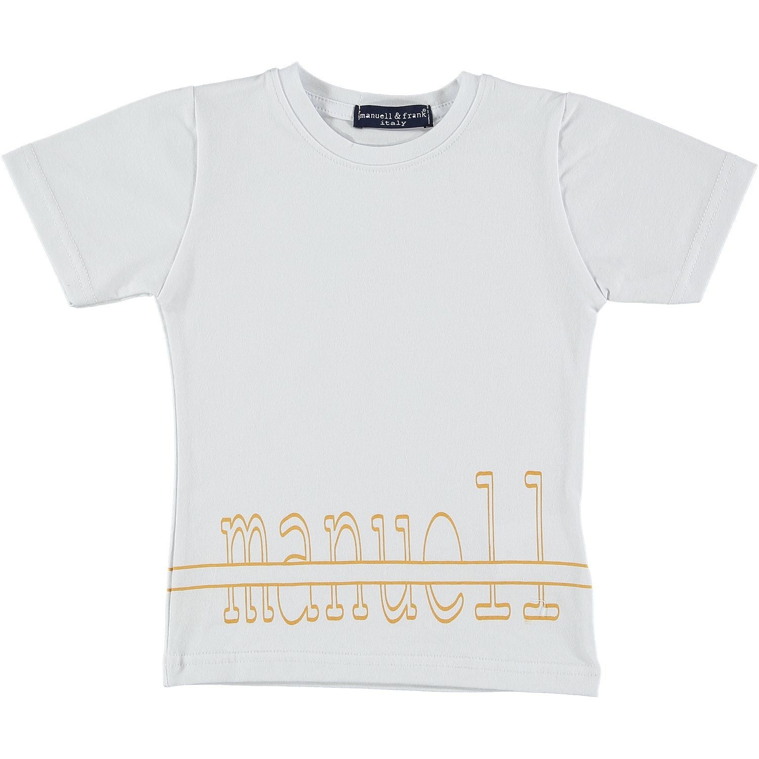 T-Shirt In Cotone Bianca Con Stampa Senape Neonato MANUELL&FRANK MF7122N - MANUELL&FRANK - LuxuryKids