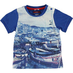 T-Shirt in Cotone Blu con Stampa Neonato Sarabanda Q525 - SARABANDA - LuxuryKids