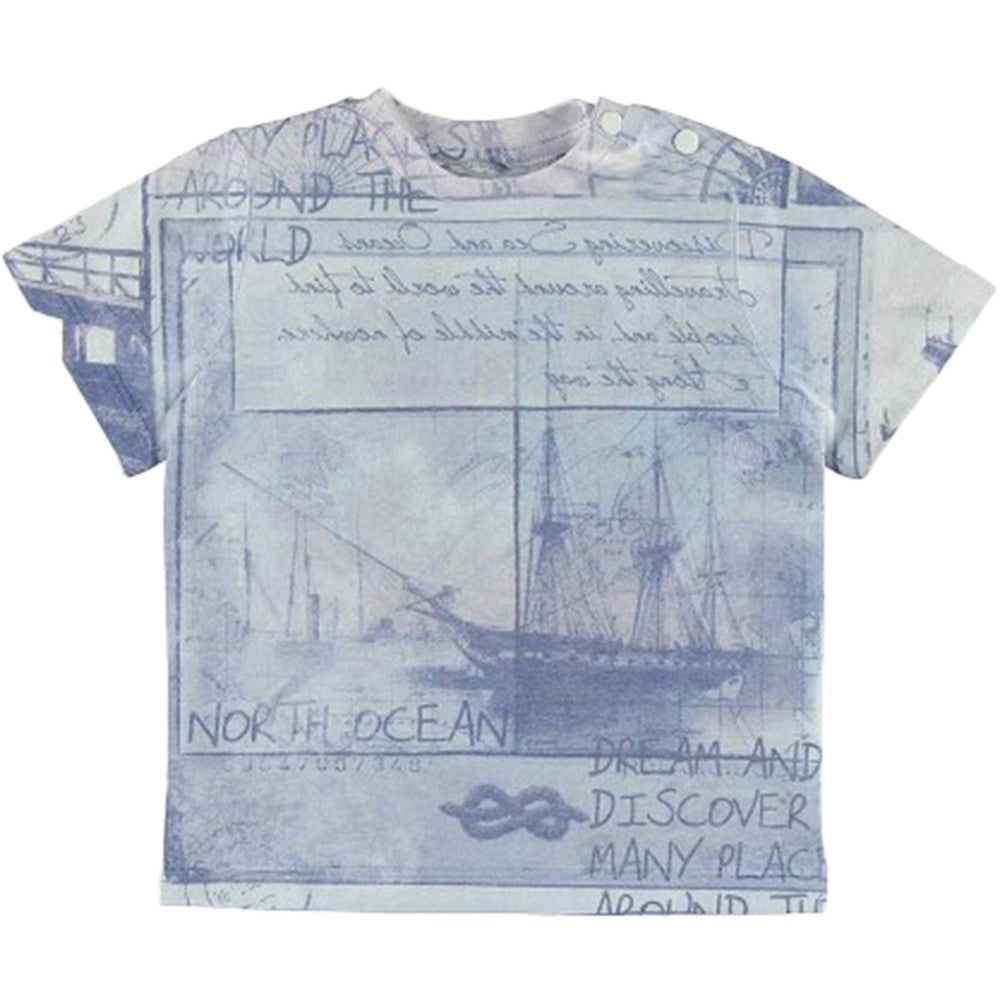 T-Shirt in Cotone Celeste con Stampa Bambino Sarabanda Q512 - SARABANDA - LuxuryKids