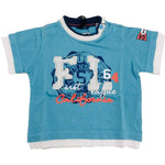 T-Shirt in Cotone Celeste con Stampa e Ricamo Neonato Sarabanda E525 - SARABANDA - LuxuryKids