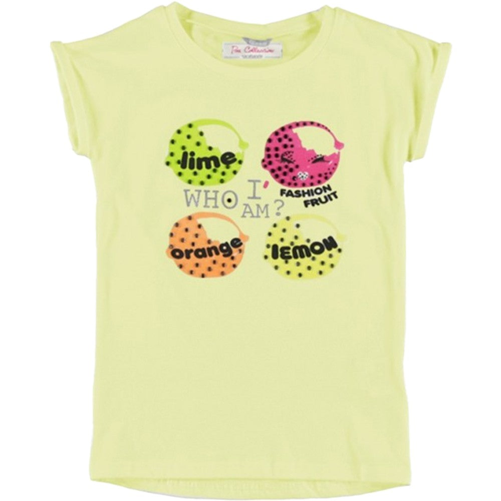 T-Shirt in Cotone Giallo con Stampa Bambina Sarabanda I862 - SARABANDA - LuxuryKids