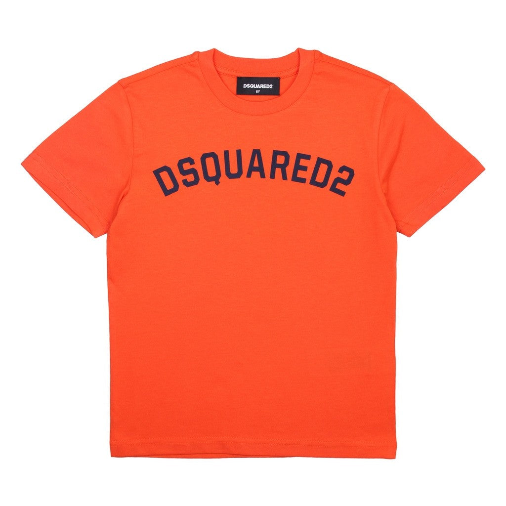 T-Shirt In Cotone Mezza Manica Arancione Con Stampa Dsquared2 Bambino-a DSQUARED2 1936A - DSQUARED2 - LuxuryKids