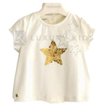 T-Shirt Mezza Manica In Cotone Elasticizzato Panna Neonata SARABANDA J213 - SARABANDA - LuxuryKids