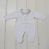 Tutina Intera Cotone Neonato Bianco-Beige Ninnaoh E18266TJ - NINNAOH - LuxuryKids