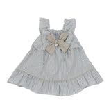 Vestito In Cotone a Righe Celeste Panna Bambina DR KID DK 363V - DR.KID - LuxuryKids