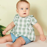 Camicia In Cotone A Quadri Neonata  Minibanda 2734 - MINIBANDA - LuxuryKids