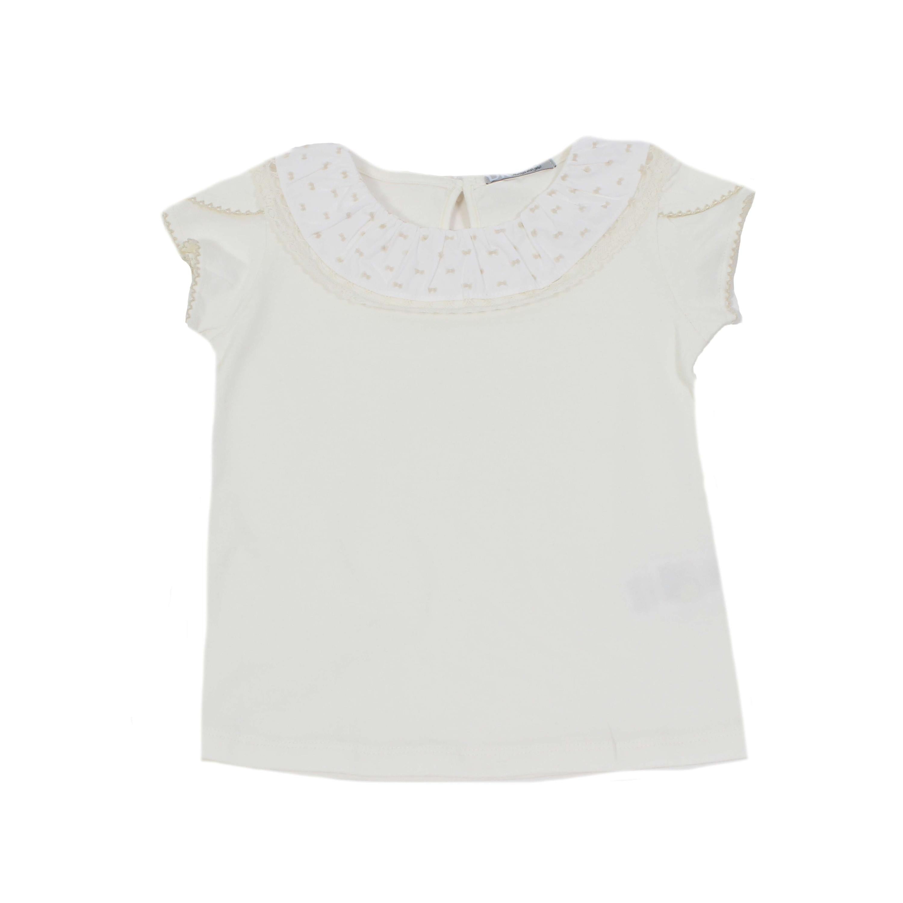 Maglia In Cotone Con Pizzo Panna Bambina DR KID DK474 - DR.KID - LuxuryKids