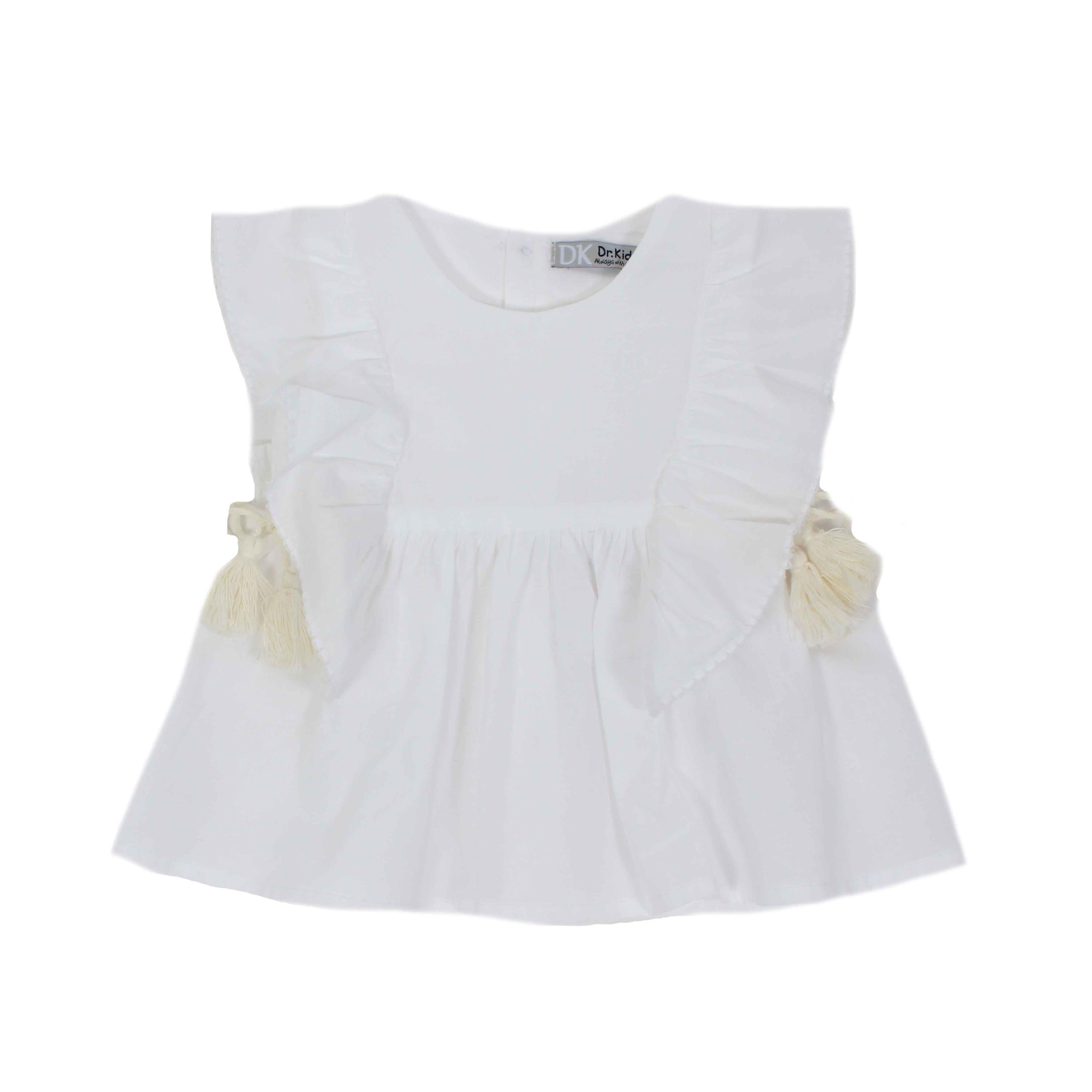 Camicia In Cotone Con Lacci e Nappine Bianco Bambina DR KIDS DK354 - DR.KID - LuxuryKids