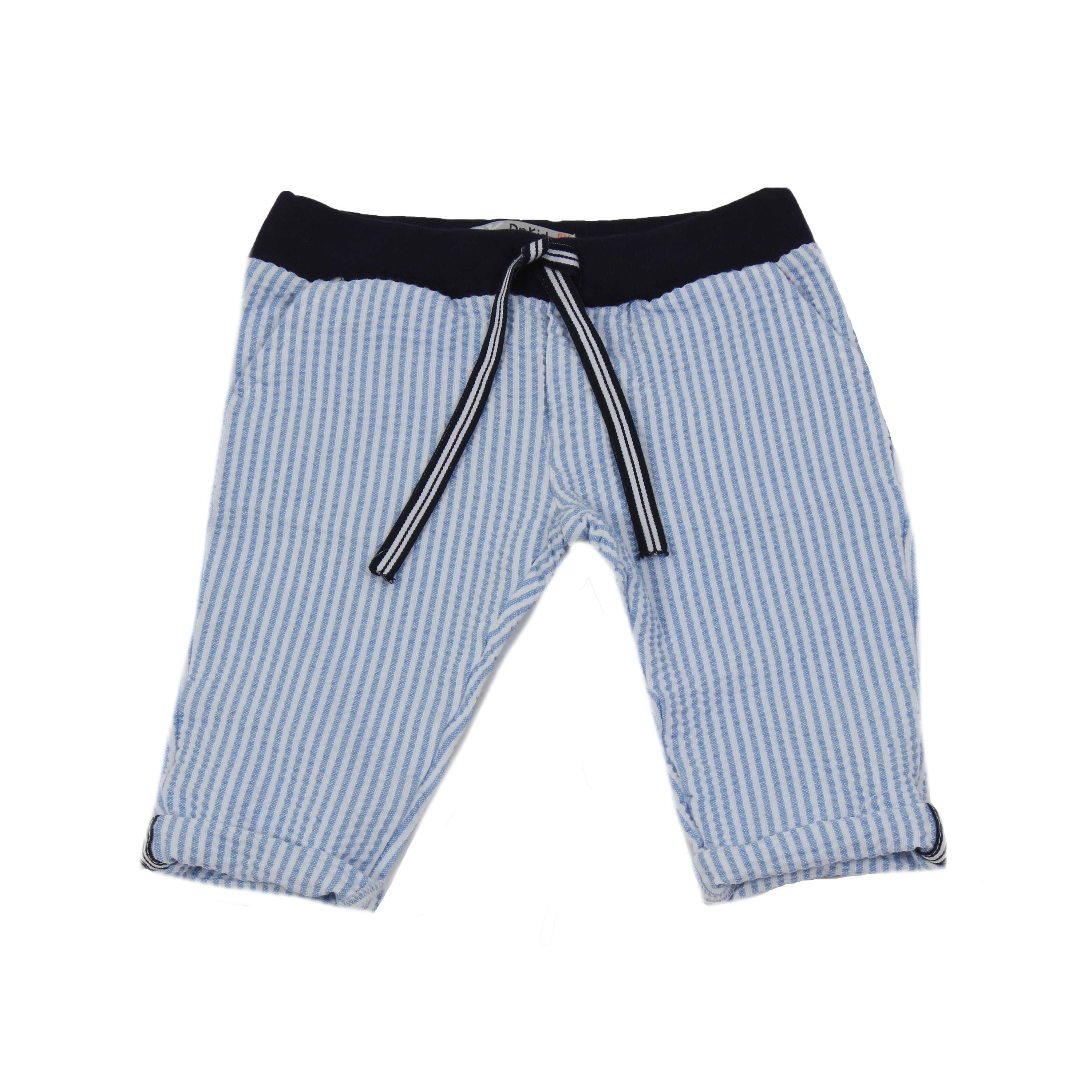 Pantalone Lungo in Cotone a Righe Celeste-Bianco Neonato DR KID DK523 - DR.KID - LuxuryKids