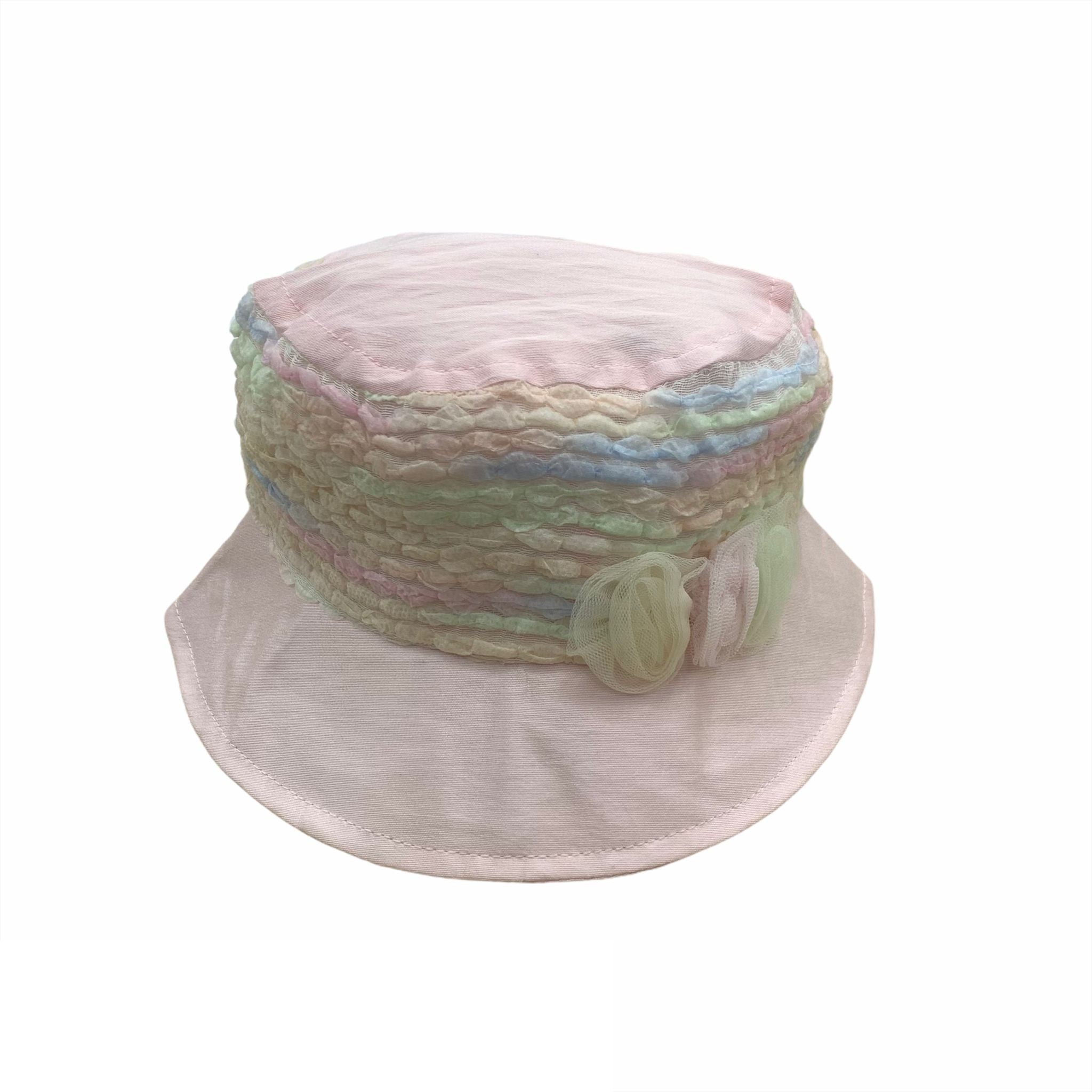 Cappello Modello Pescatore In Rasatello Di Cotone Rosa Con Particolari Multicolour Neonata NNINNAOH E1523 - NINNAOH - LuxuryKids