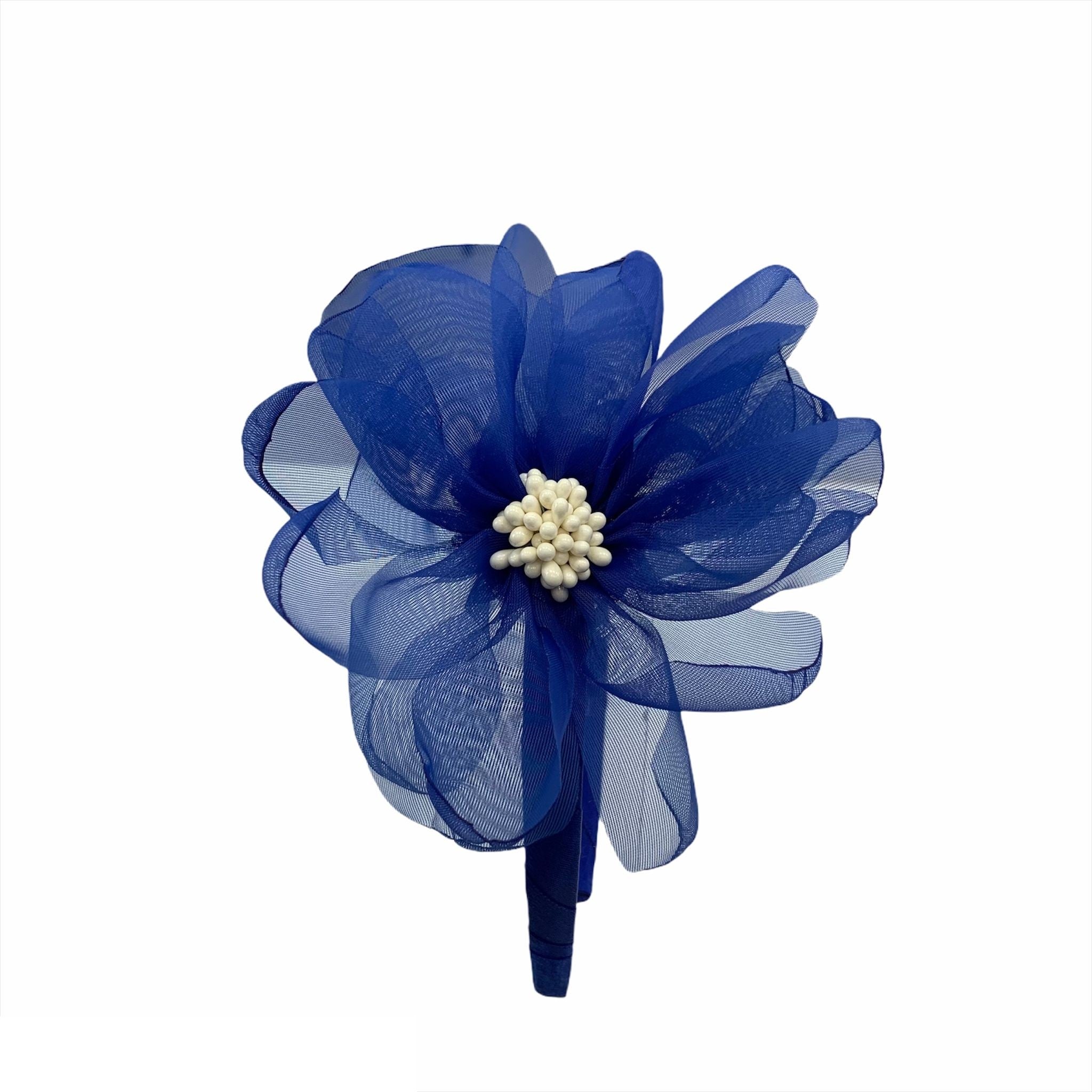 Cerchietto con Fiore In Organza Blu  Chic Bambina FNCJAC1875 - FUN&FUN - LuxuryKids