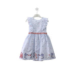 Abito In cotone A righe scollo sul Retro Celeste Bambina 416 Dr.kids - DR.KID - LuxuryKids