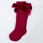 Calzini Caldo Cotone Modello Parigine Fiocco di Velluto Bambina - LuxuryKids - LuxuryKids