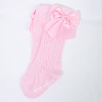 Calzini Cotone Traforati Con Fiocco in Raso Neonata - LuxuryKids - LuxuryKids