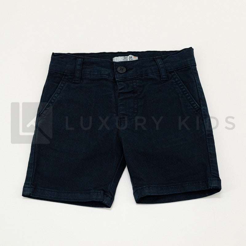 Pantalone Corto In Cotone Elasticizzato In Tinta Unita Blu Neonato Dr Kid DK514 - DR.KID - LuxuryKids