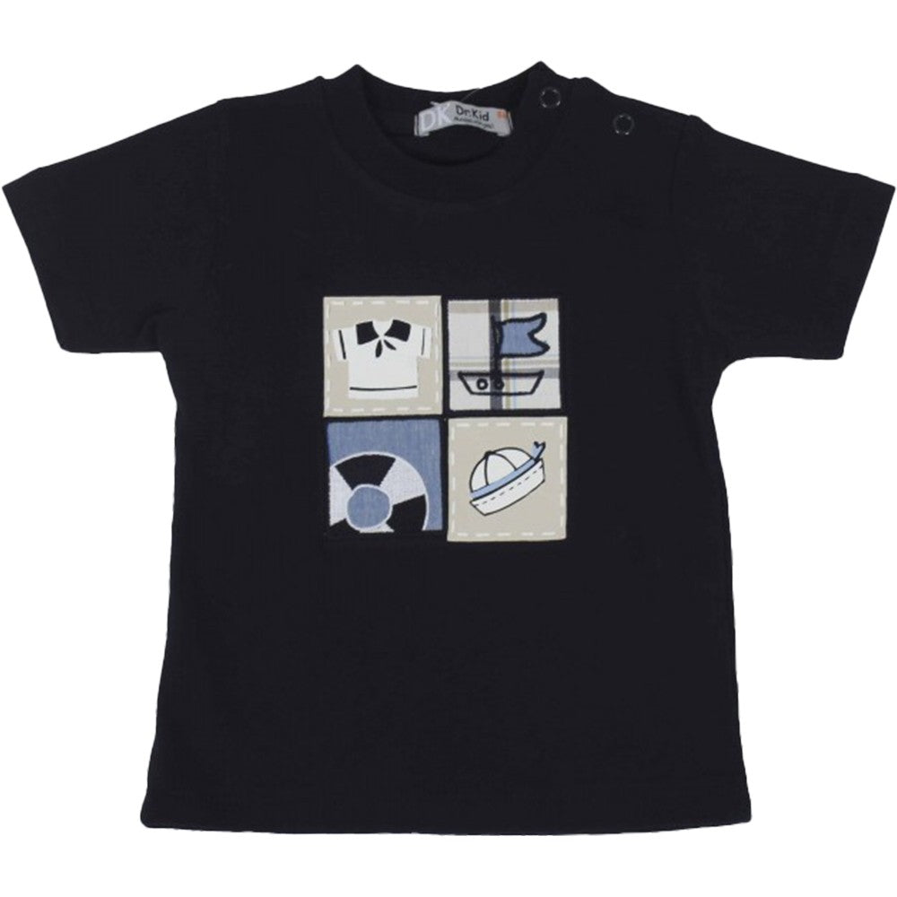 Shirt Manica Lunga In Cotone Blu Con Stampa Bambino Dr Kid DK511 - DR.KID - LuxuryKids