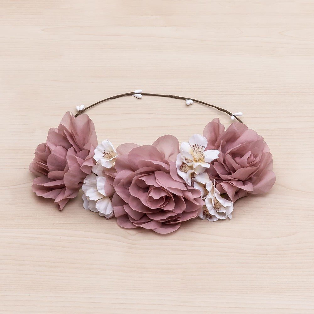 Set Corona Nuziale E Fascia Da Polso In Fiori Rosa | Love Sweety | Finto Floreale Per Matrimonio
