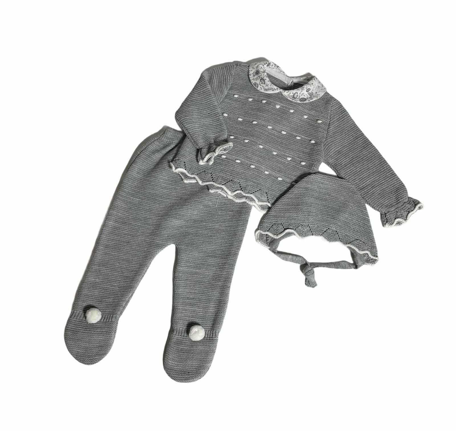 Tutina Spezzata 3 pezzi in Caldo Cotone Grigio Neonata BABY FASHION 5201 - Baby Fashion - LuxuryKids