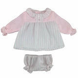 Abito con Culotte A Righe Caldo Cotone E Lana Rosa Neonata DEL SUR 2074 - DEL SUR - LuxuryKids