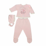 Tutina Spezzata 3 Pezzi In Caldo Cotone Acrilico Rosa Neonata BABY FASHION 5207 - Baby Fashion - LuxuryKids