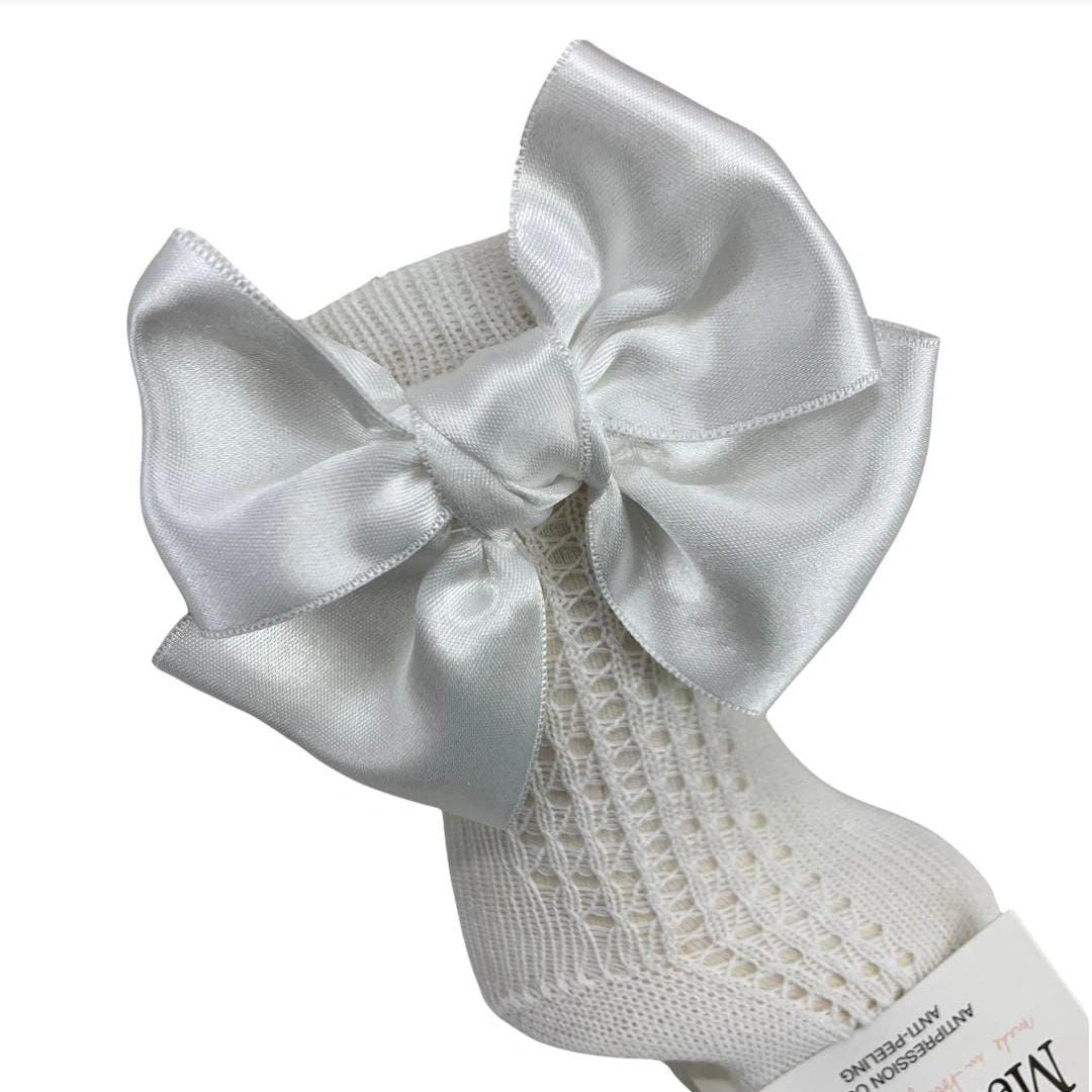 Long Socks In Warm Cotton With Satin Bow Girl MEIA PATA