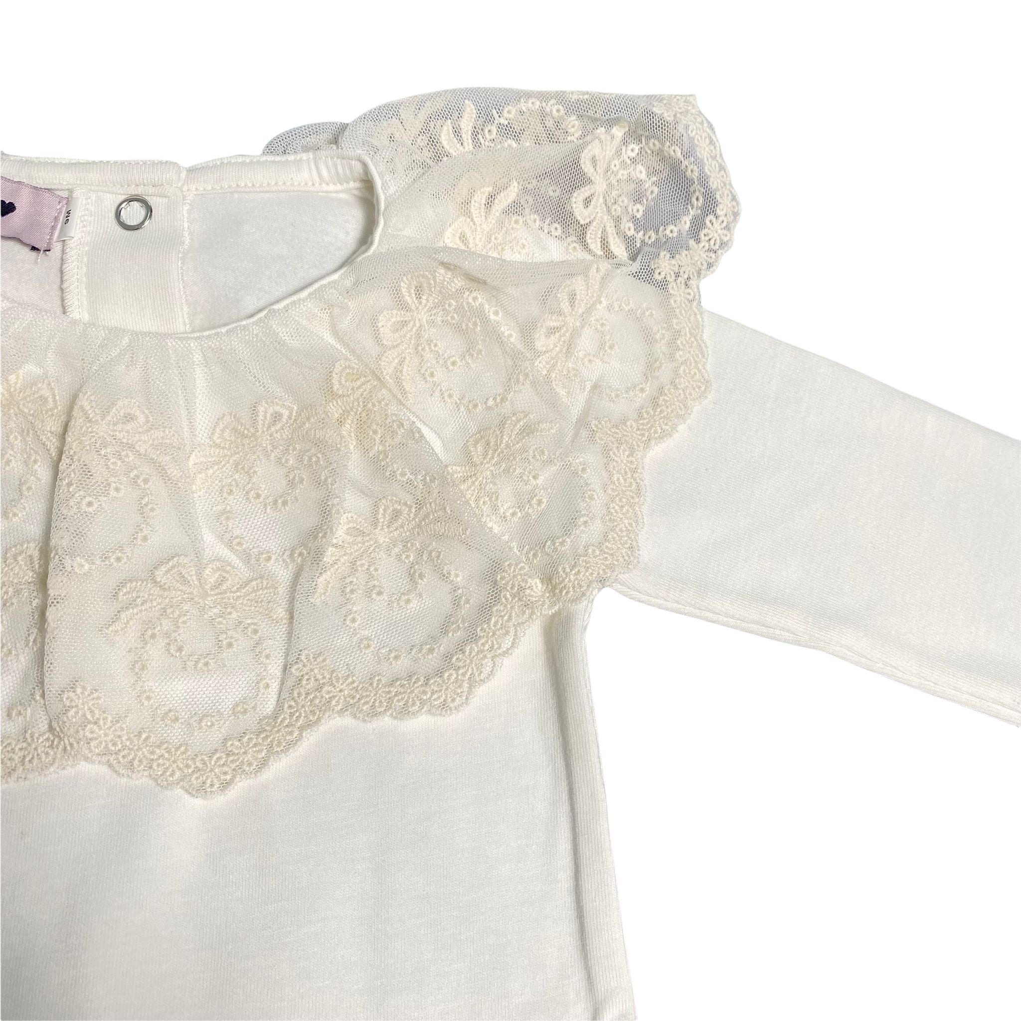 Body in Cotone Caldo Panna con Pizzo Neonata 21718 Phi Clothing - PHY CLOTHING - LuxuryKids