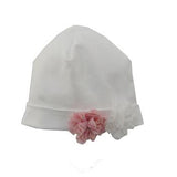 Cappello In Cotone Bianco Con Fiori Neonata NINNAOH E2205 - NINNAOH - LuxuryKids
