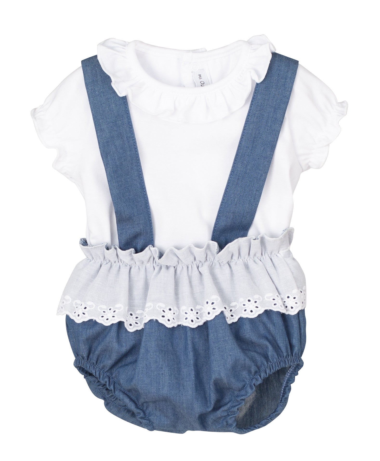 Completo Con Salopette In Denim E Maglia Bambina CALAMARO 17710 - CALAMARO - LuxuryKids