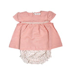 Pagliaccetto Spezzato In Lino Rosa Antico Neonata TETO E TATTA CC1680 - TETO E TATTA - LuxuryKids