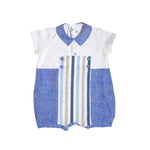 Pagliaccetto Intero In Cotone E Lino Bianco e Celeste Neonato LA SARTORIA DEI PICCOLI LPB115 - LA SARTORIA DEI PICCOLI - LuxuryKids