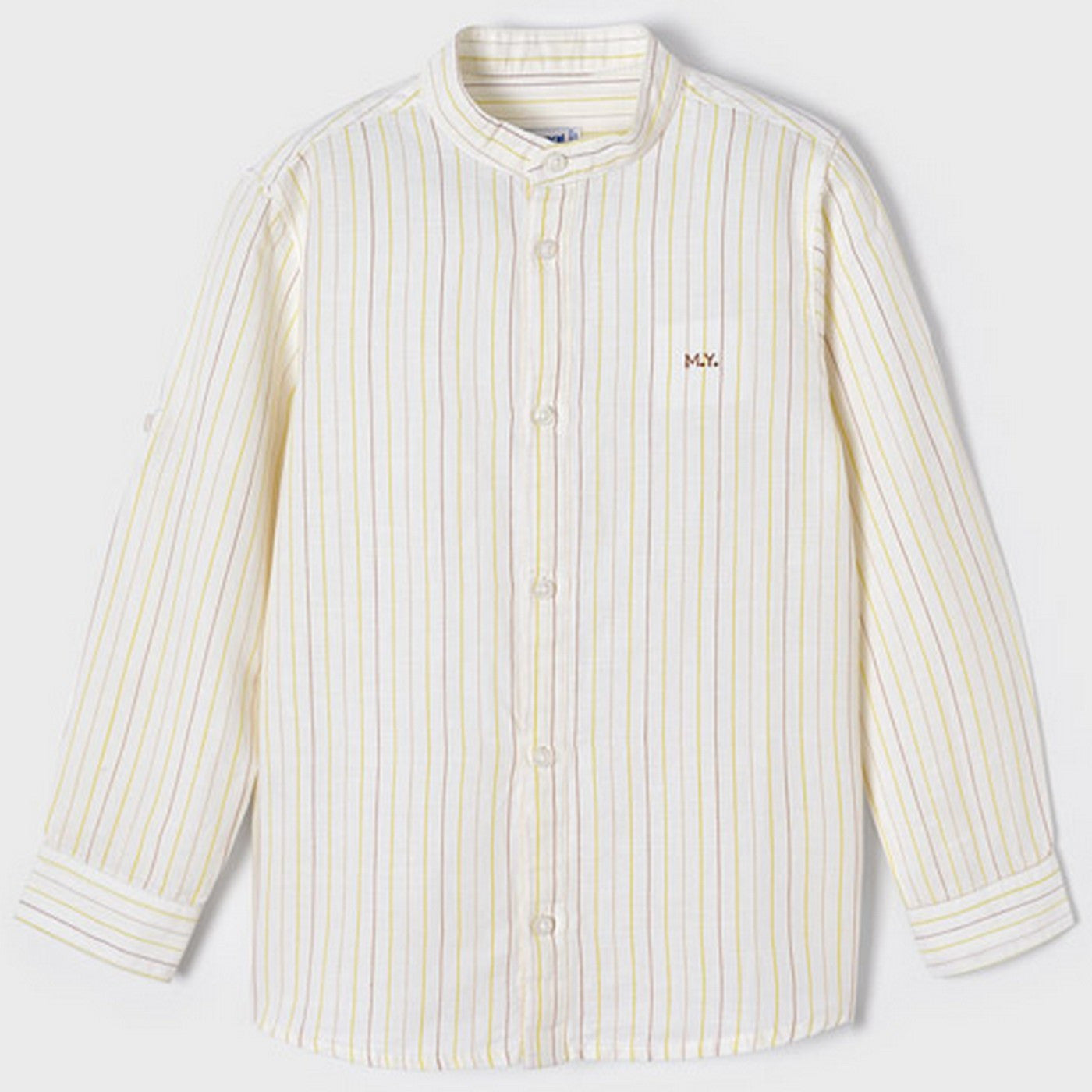 Camicia Manica Lunga A Righe In Misto Lino Bambino MAYORAL 3122 - MAYORAL - LuxuryKids