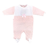 Tutina Intera In Cotone Rosa A Poise Bianco Neonata BABY FASHION 1103 - Baby Fashion - LuxuryKids