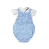 Pagliaccetto In Filo Di Cotone Celeste Con Body Bianco Neonato DR KID DK133P - DR.KID - LuxuryKids
